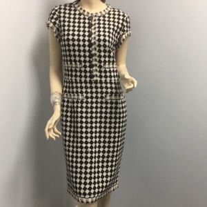Oscar de la Renta wool dress brown white size 6